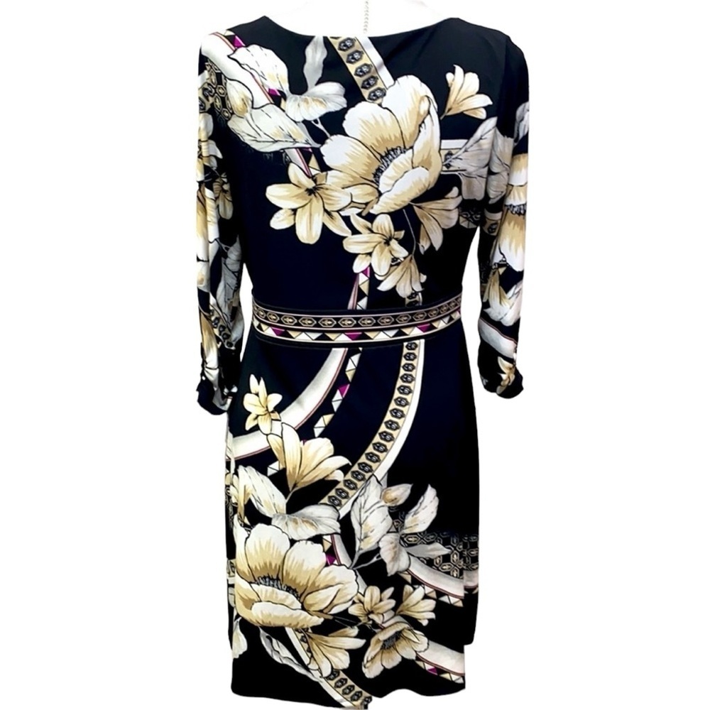 WHBM Floral Scarf Print Black & Tan Dress - Picture 5 of 6